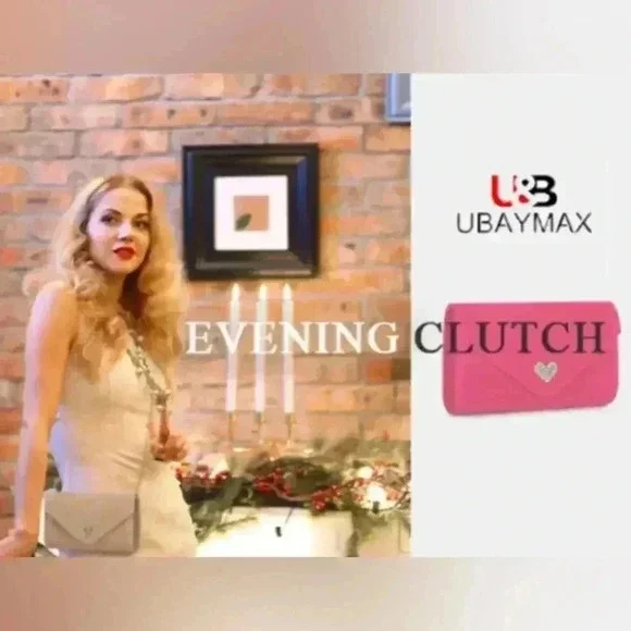 Women Faux Suede Evening Clutch Bags Formal Party Wedding Purses Barbie NWT - Picture 10 of 16